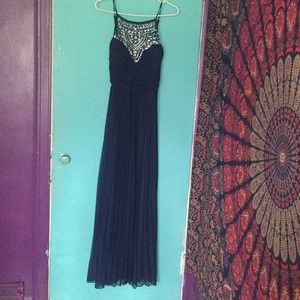 Navy formal dress with embellishment